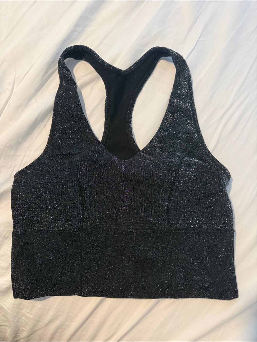 PINK Victoria's Secret Glitter Racerback Sports Bra - Black